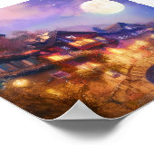 Chalet und Mond Poster (Ecke)