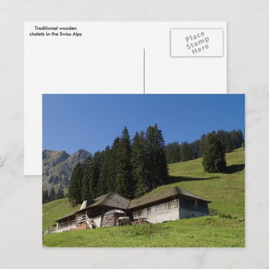 Chalets in den Schweizer Alpen Postkarte (Vorne/Hinten)