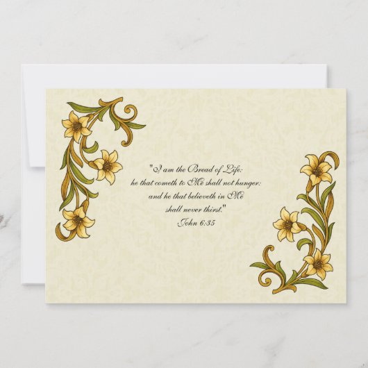 Chalice and Lilies First Communion Traditionell Einladung (Rückseite)