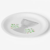 Chalice and Pink Buds Grüne erste Kommunion Pappteller (Schrägansicht)