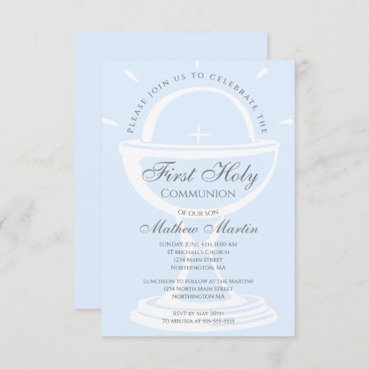 Chalice Blue Boy Einladung (Vorne/Hinten)