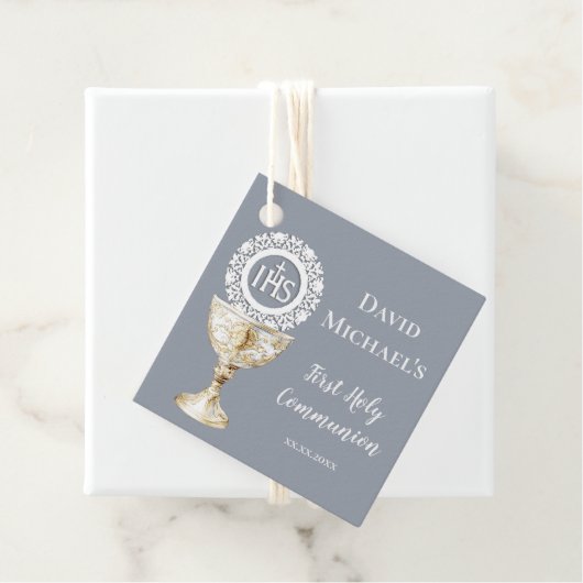 Chalice Host First Communion blue background Geschenkanhänger (Beispiel)