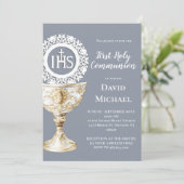 Chalice Host First Communion Einladung (Stehend Vorderseite)