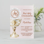 Chalice Host First Communion girl Folieneinladung (Stehend vorne)