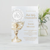 Chalice Host First Holy Communion Einladung (Stehend Vorderseite)