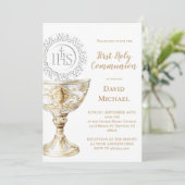 Chalice Host First Holy Communion Einladung (Stehend Vorderseite)