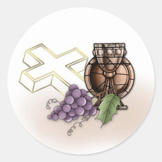 Chalice, Kreuz, Trauben Runder Aufkleber