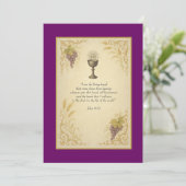 Chalice nad Calle et Grapes (Erste Heilige Kommuni Einladung (Stehend Vorderseite)