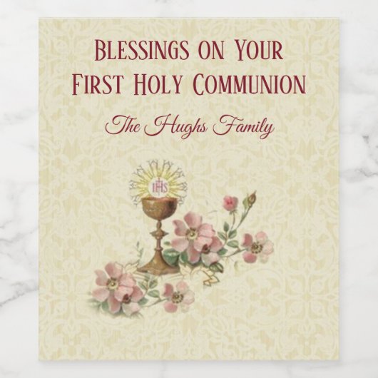 Chalice Pink Blume Weinetikett (Einzelnes Label)