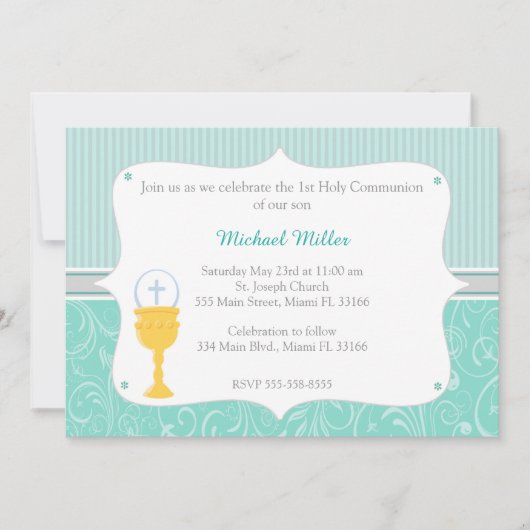 Chalice Turquoise Erste Kommune Einladung (Vorderseite)