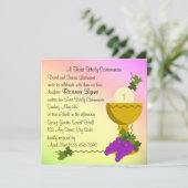 Chalis und Trauben 1. Kommunion Einladung (Stehend Vorderseite)