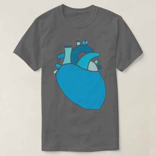 Chalk Anatomisches Herzdesign Blau T-Shirt (Design vorne)