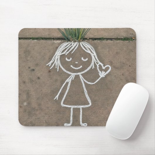 Chalk Art Girl mit Herz Mousepad (Mit Mouse)