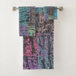 Chalk auf dem Bürgersteig Kunst in gelb-weiß lila Badhandtuch Set