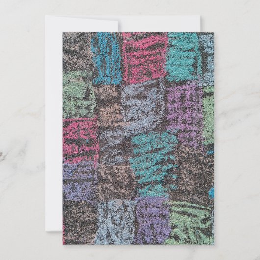 Chalk auf dem Bürgersteig Kunst in gelb-weiß lila Einladung (Vorderseite)