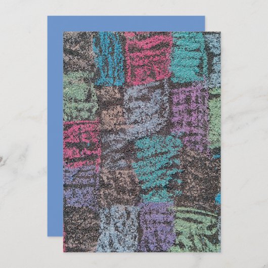 Chalk auf dem Bürgersteig Kunst in gelb-weiß lila Einladung (Vorne/Hinten)