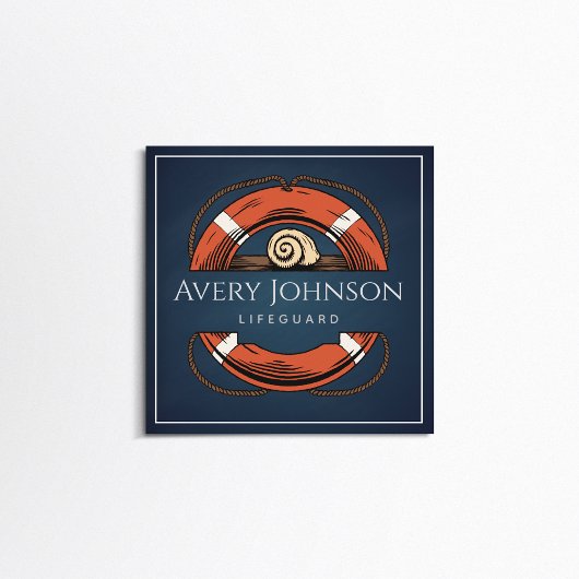 Chalk Blue Lifeguard Lebensretter Ring Modern Quadratische Visitenkarte