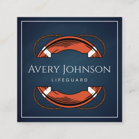 Chalk Blue Lifeguard Rettungsring Quadratische Visitenkarte (Vorderseite)