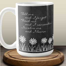 Chalk Board Daisy Doodle Cursive Typography Mug Kaffeetasse