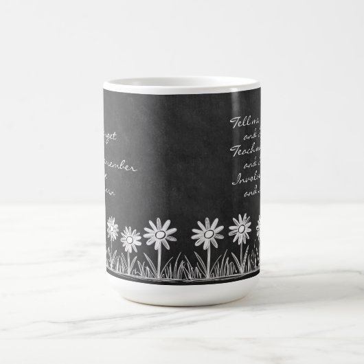 Chalk Board Daisy Doodle Cursive Typography Mug Kaffeetasse (Mittel)