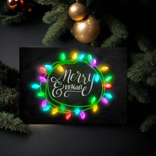 Chalk Board Gezeichnet Multi Merry und Bright Holi Feiertagskarte