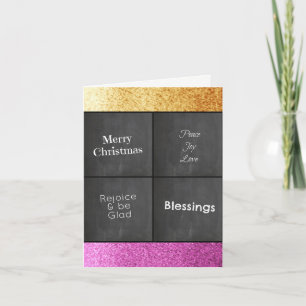 Chalk Board Gold und Rosa Imitate Glitzer Weihnach Feiertagskarte