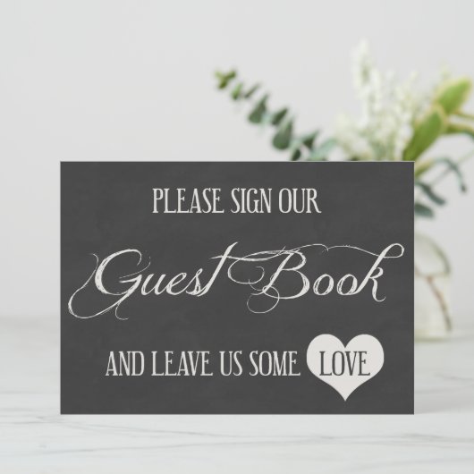 Chalk Board Hearts Wedding | Gästebuch Einladung (Stehend Vorderseite)