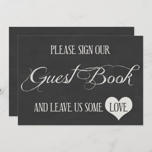 Chalk Board Hearts Wedding | Gästebuch Einladung (Vorne/Hinten)