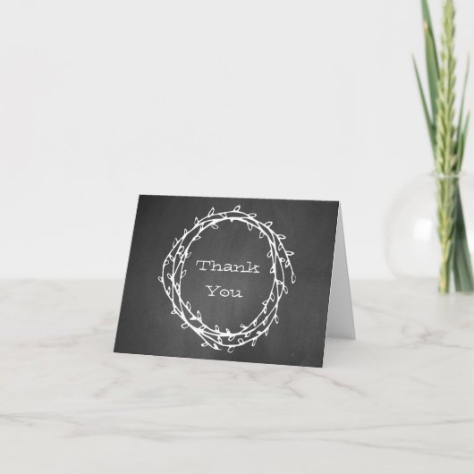 Chalk Board Wreath Wedding Vielen Dank Dankeskarte (Vorderseite)