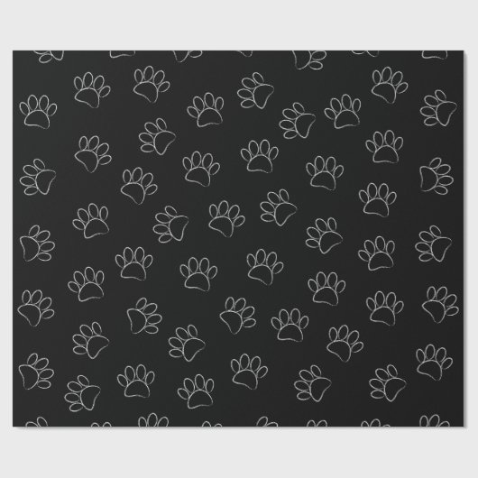 Chalk Cartoon Dog Paw Prints and Red Hearts Geschenkpapier (Flach)
