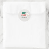 Chalk Classic Weihnachtsbaum auf einem Feuerwehrfa Runder Aufkleber (Tasche)