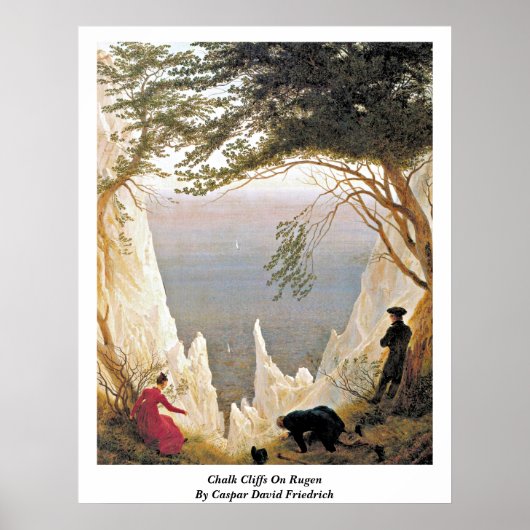 Chalk Cliffs on Rugen by Caspar David Friedrich Poster (Vorne)