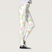 Chalk Drawn Roses Background Leggings (Rechts)