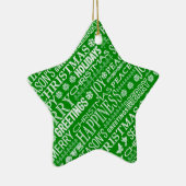 Chalk Drown Weihnachtsgrün und Weiß Keramik Ornament (Rechts)