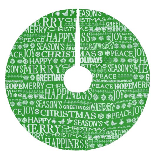 Chalk Drown Weihnachtsgrün und Weiß Polyester Weihnachtsbaumdecke (Vorderseite)