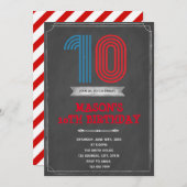 Chalk Einladung zum 10. Geburtstag (Vorne/Hinten)