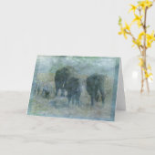 Chalk Elephants Grußkarte Karte (Gelbe Blume)