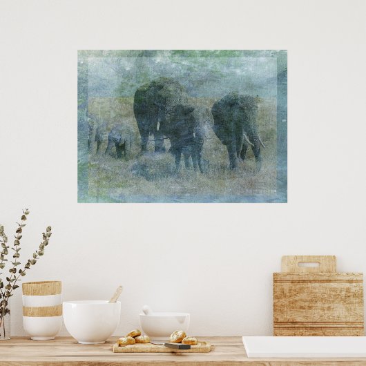 Chalk Elephants Poster (Küche)