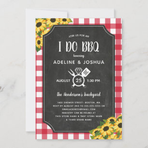 Chalk Gingham Sunflowers I Do GRILLEN Couple's Sho Einladung