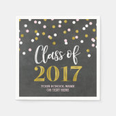 Chalk Gold Pink Confetti Class of 2017 Abschluss Serviette (Vorderseite)