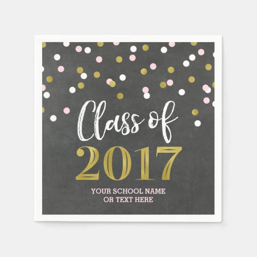 Chalk Gold Pink Confetti Class of 2017 Abschluss Serviette (Vorderseite)