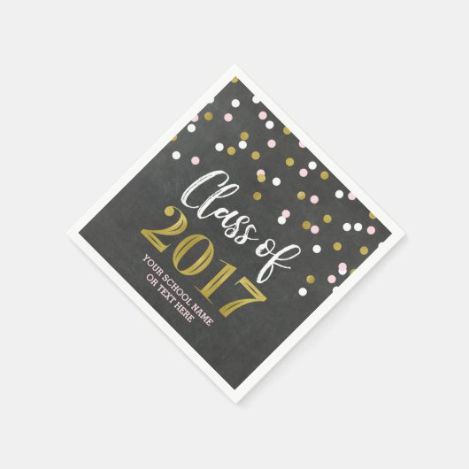 Chalk Gold Pink Confetti Class of 2017 Abschluss Serviette (Ecke)