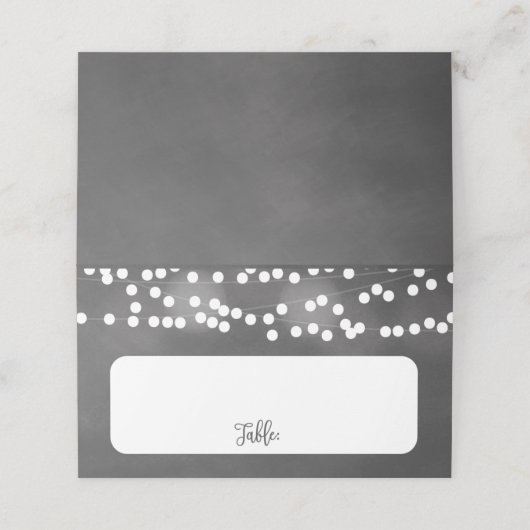 Chalk Hanging Lights Hochzeit Platzkarten (Außenseite Aufgefaltet)