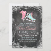 Chalk Ice Skaten Holiday Party Einladung (Vorderseite)