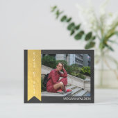 Chalk & Imitats Gold Foil Graduat Danke Postkarte (Stehend Vorderseite)