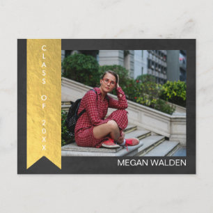 Chalk & Imitats Gold Foil Graduat Danke Postkarte