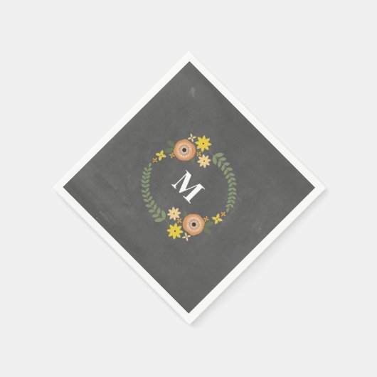 Chalk Inspiriert Monogram Wreath Wedding Napkins Serviette (Ecke)