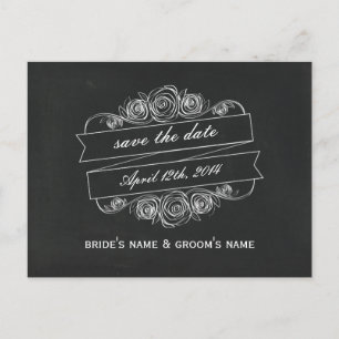 Chalk Inspiriert Rose Banner Save the Date Ankündigungspostkarte