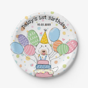 Chalk Labradoodle Hund Geburtstagsparty Paper Tell Pappteller