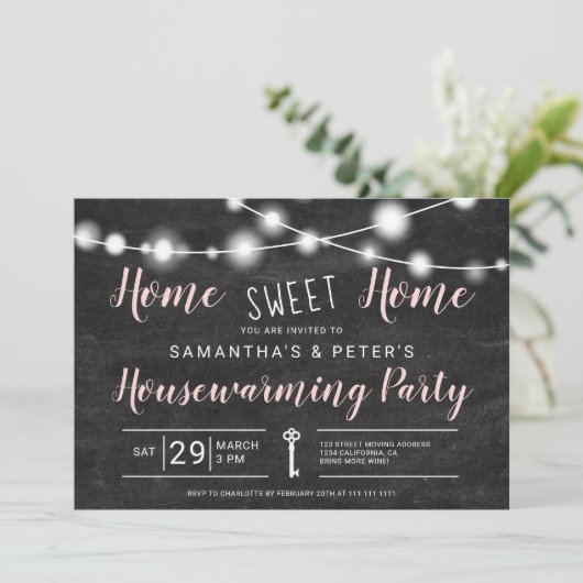 Chalk-Leuchten Zuhause Süßes Zuhause-Haus Erwärmun Einladung (Stehend Vorderseite)